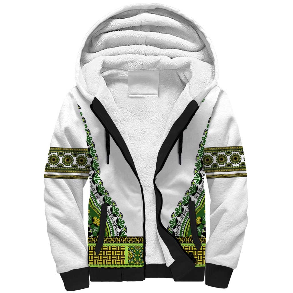 Africa Sherpa Hoodie African Dashiki Royal Green Version