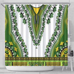 Africa Shower Curtain African Dashiki Royal Green Version