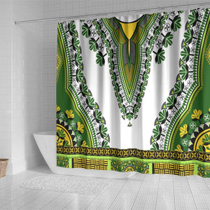 Africa Shower Curtain African Dashiki Royal Green Version