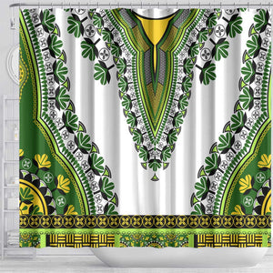 Africa Shower Curtain African Dashiki Royal Green Version