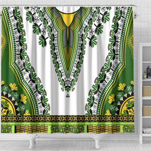 Africa Shower Curtain African Dashiki Royal Green Version