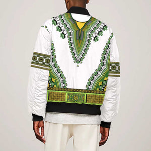 Africa Sleeve Zip Bomber Jacket African Dashiki Royal Green Version