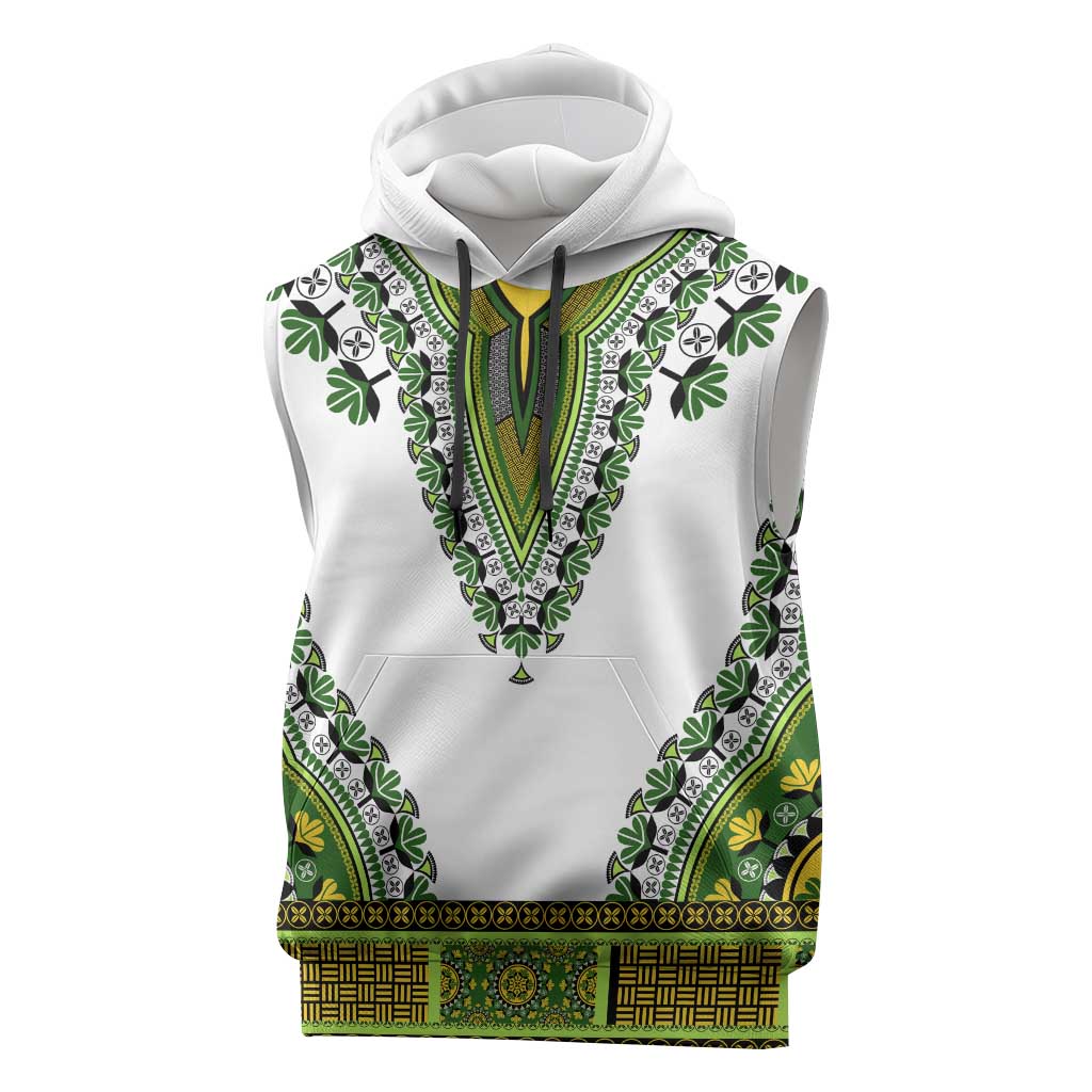 Africa Sleeveless Hoodie African Dashiki Royal Green Version - African Pride