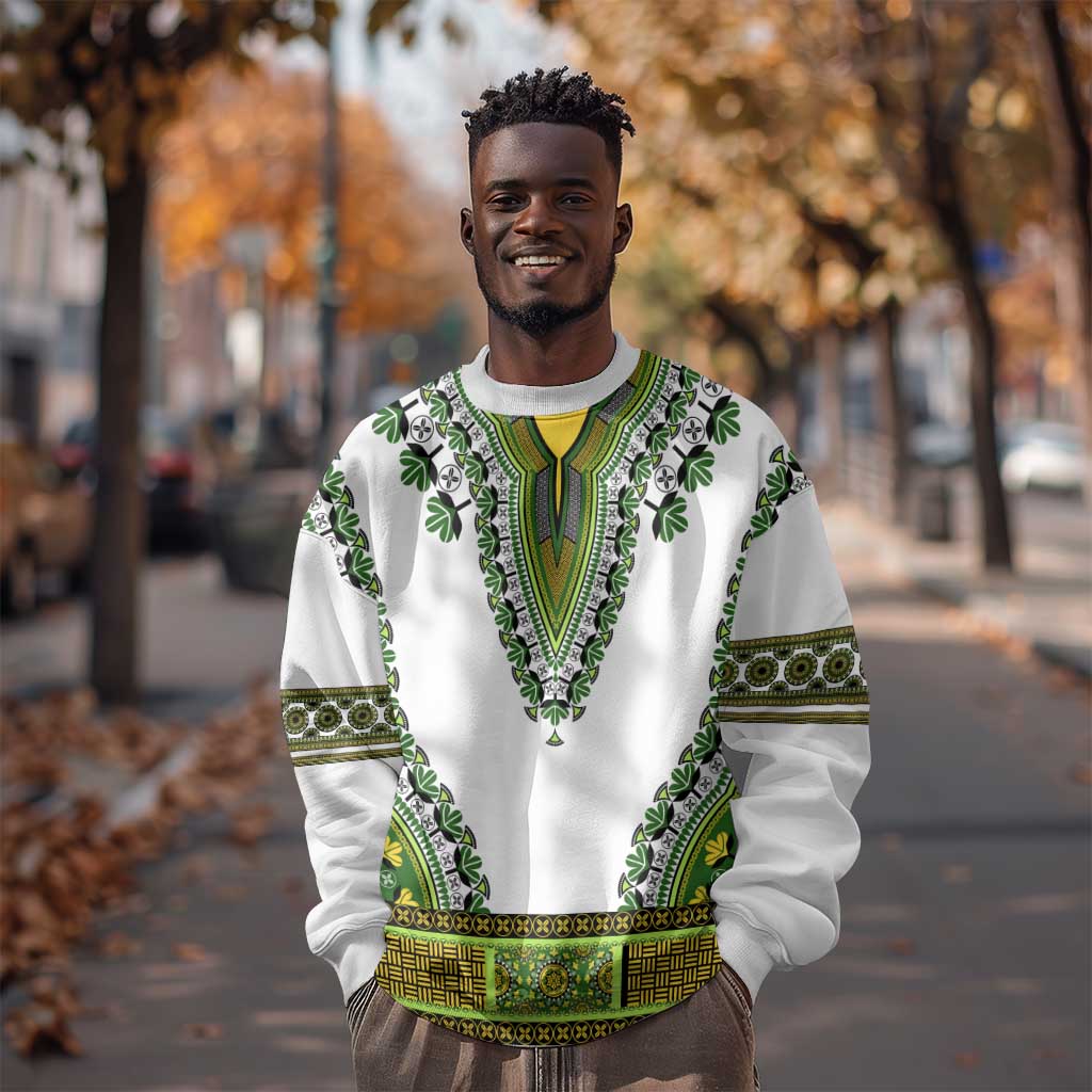 Africa Sweatshirt African Dashiki Royal Green Version