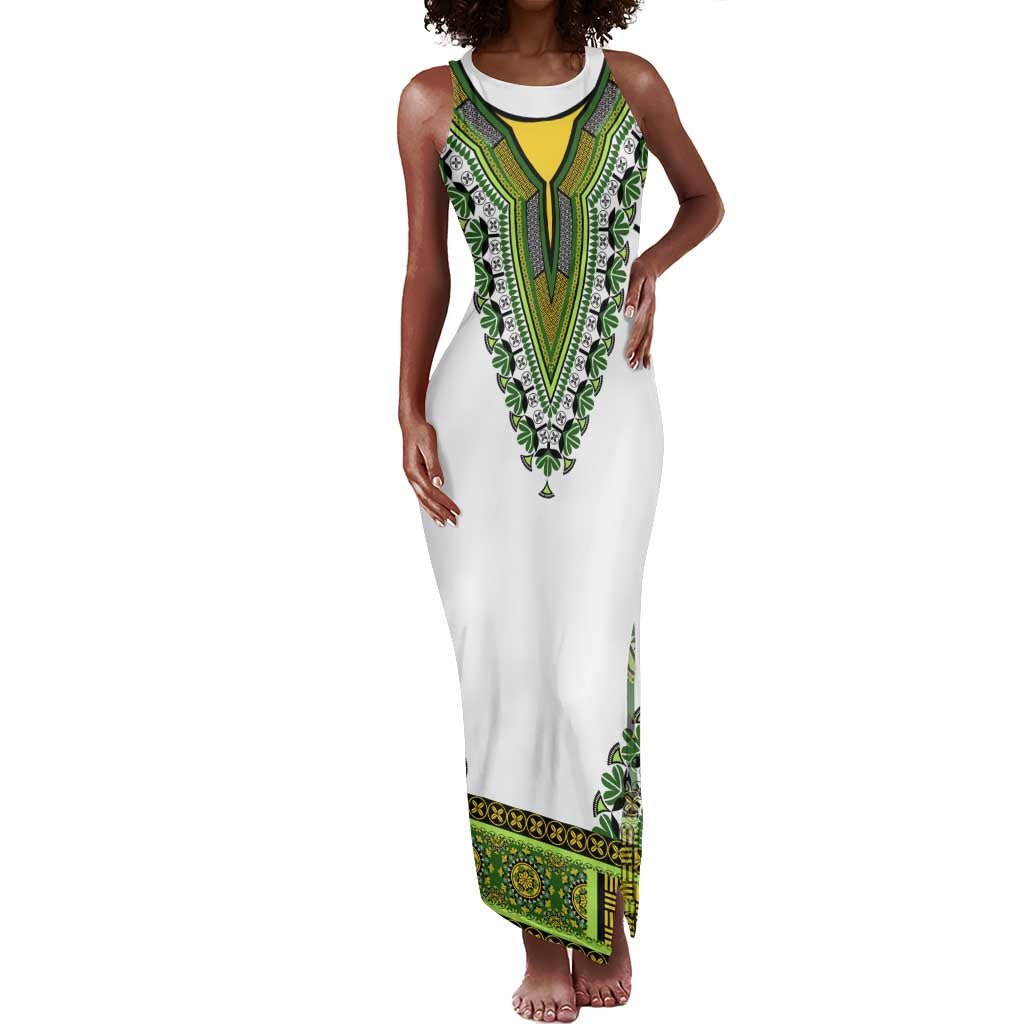 Africa Tank Maxi Dress African Dashiki Royal Green Version