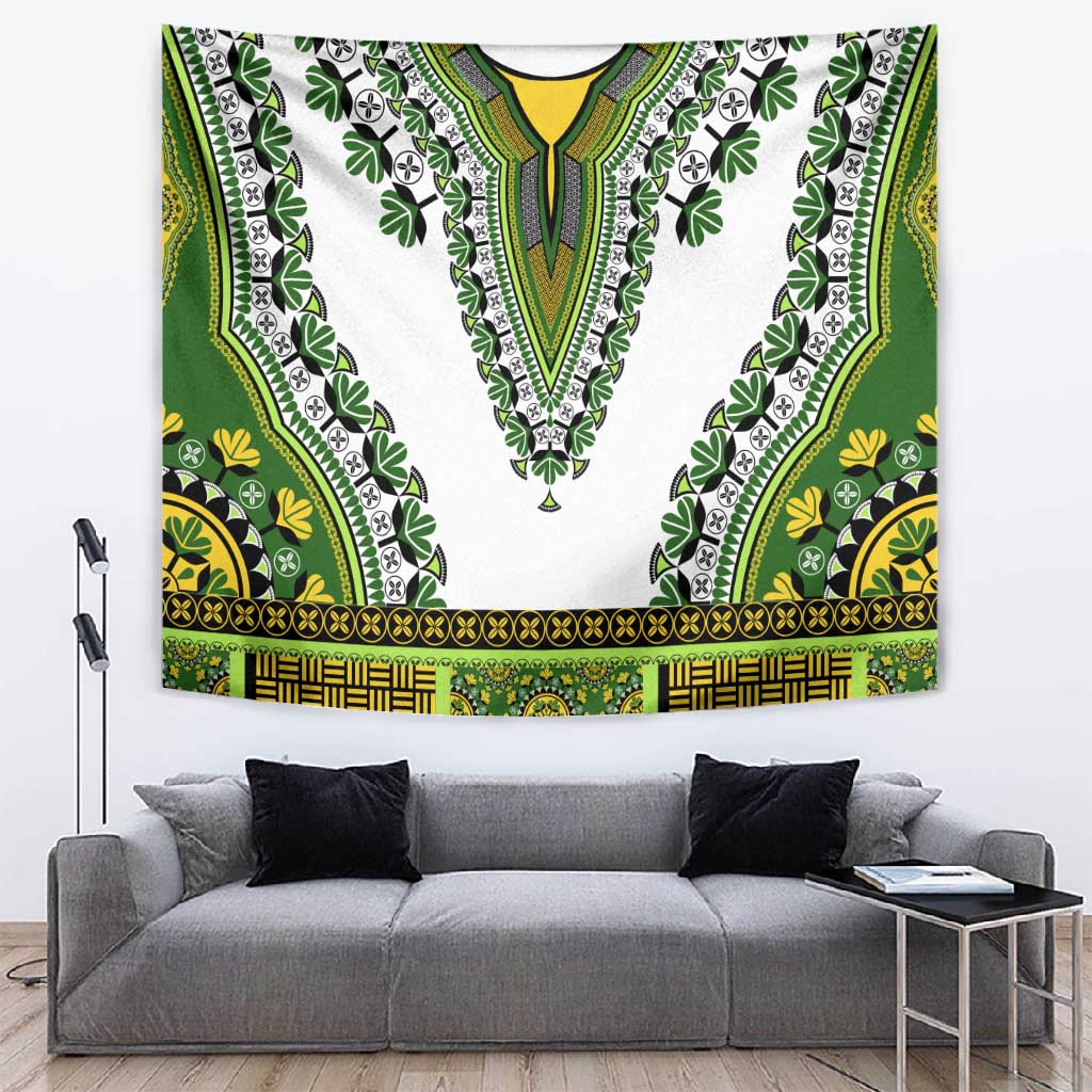 Africa Tapestry African Dashiki Royal Green Version