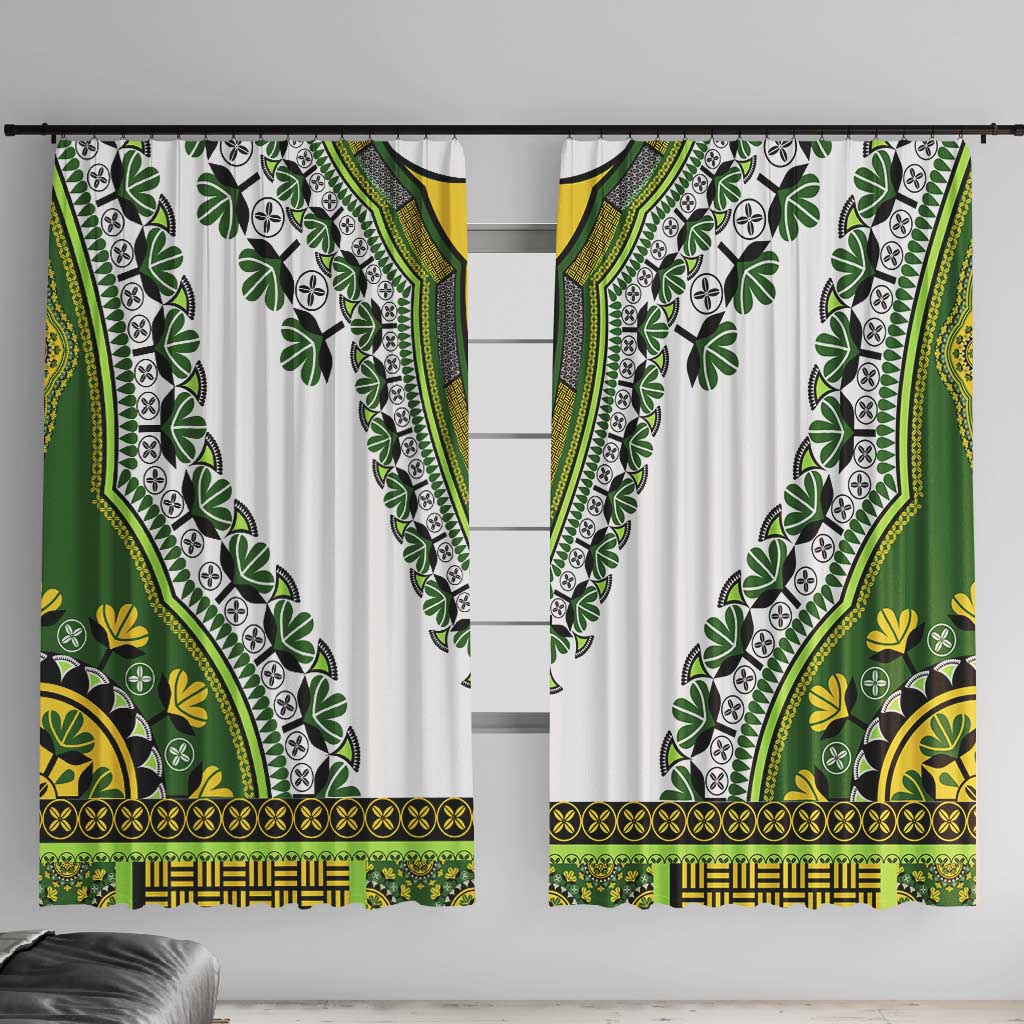 Africa Window Curtain African Dashiki Royal Green Version