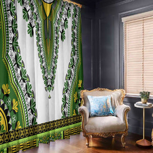 Africa Window Curtain African Dashiki Royal Green Version