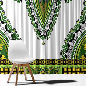 Africa Window Curtain African Dashiki Royal Green Version