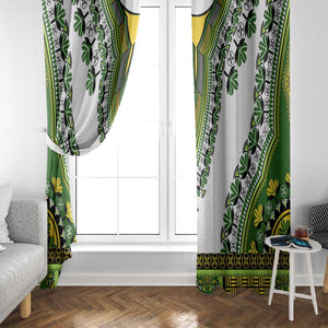 Africa Window Curtain African Dashiki Royal Green Version