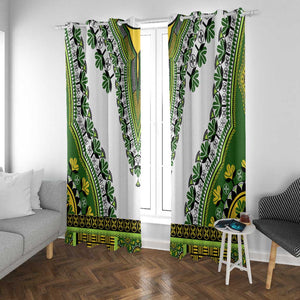 Africa Window Curtain African Dashiki Royal Green Version