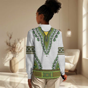 Africa Women Casual Shirt African Dashiki Royal Green Version