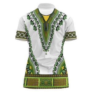 Africa Women Polo Shirt African Dashiki Royal Green Version