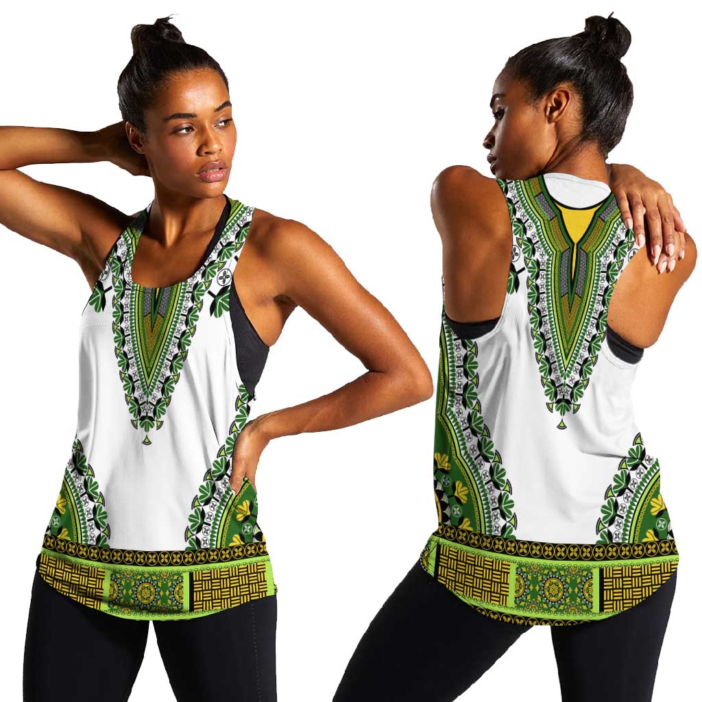 Africa Women Racerback Tank African Dashiki Royal Green Version