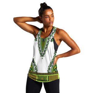 Africa Women Racerback Tank African Dashiki Royal Green Version