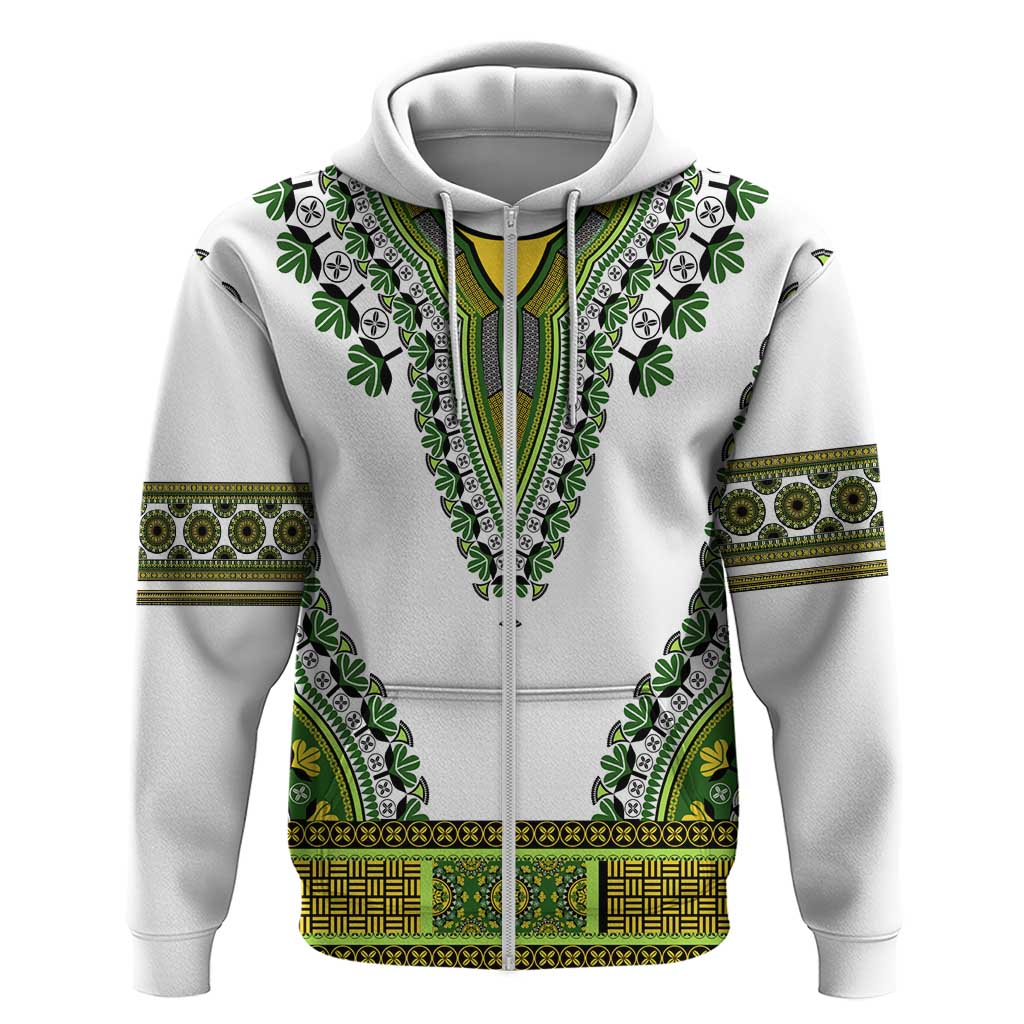 Africa Zip Hoodie African Dashiki Royal Green Version