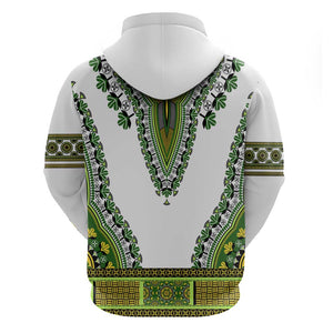 Africa Zip Hoodie African Dashiki Royal Green Version