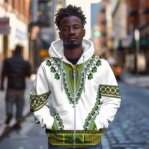 Africa Zip Hoodie African Dashiki Royal Green Version