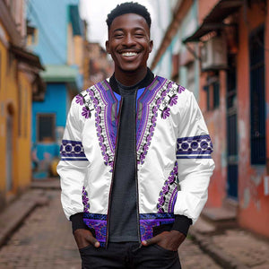 Africa Bomber Jacket African Dashiki Royal Purple Version