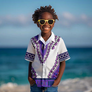 Africa Kid Hawaiian Shirt African Dashiki Royal Purple Version