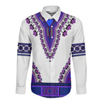 Africa Long Sleeve Button Shirt African Dashiki Royal Purple Version