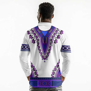 Africa Long Sleeve Polo Shirt African Dashiki Royal Purple Version