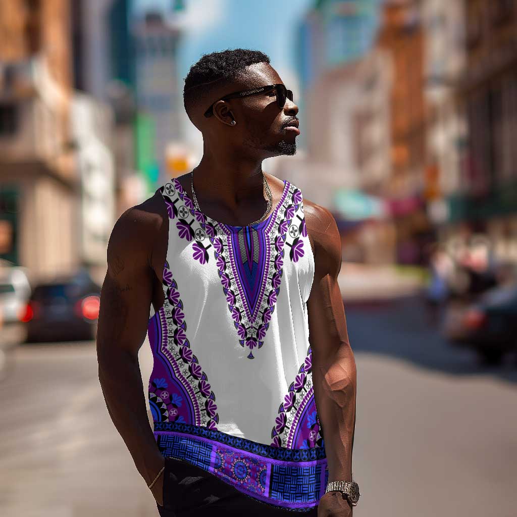 Africa Men Tank Top African Dashiki Royal Purple Version