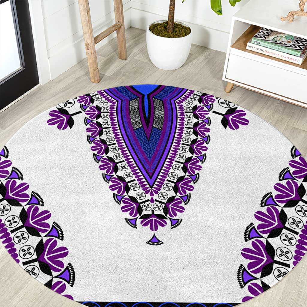 Africa Round Carpet African Dashiki Royal Purple Version