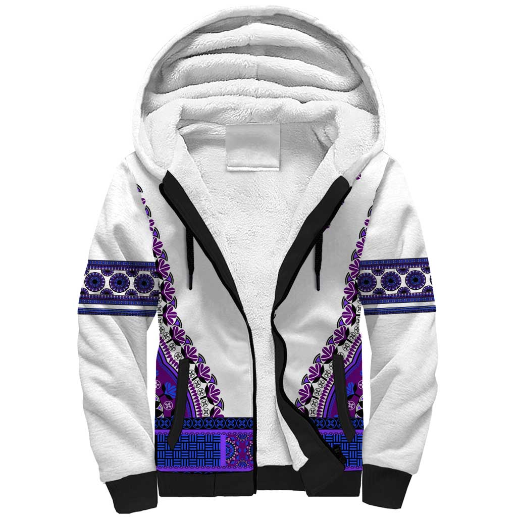 Africa Sherpa Hoodie African Dashiki Royal Purple Version