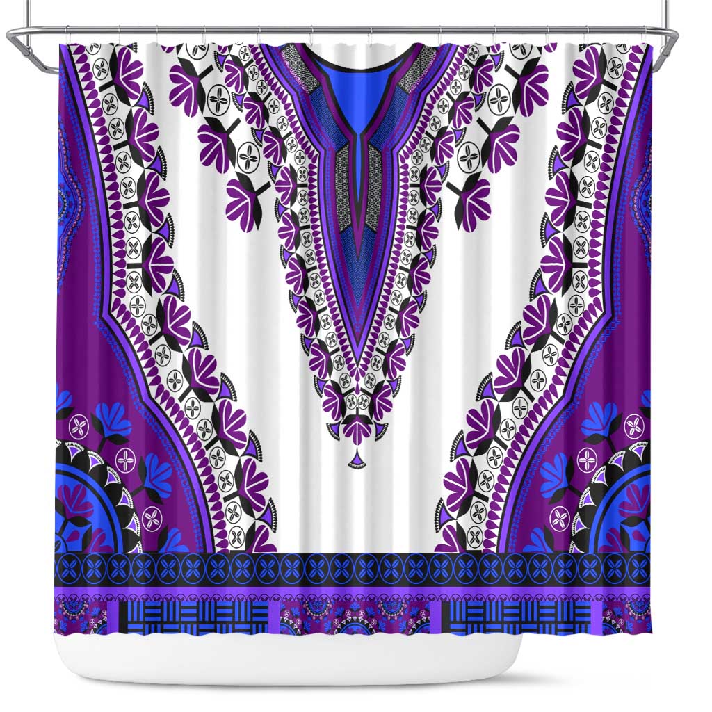 Africa Shower Curtain African Dashiki Royal Purple Version