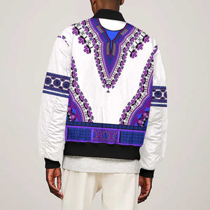 Africa Sleeve Zip Bomber Jacket African Dashiki Royal Purple Version