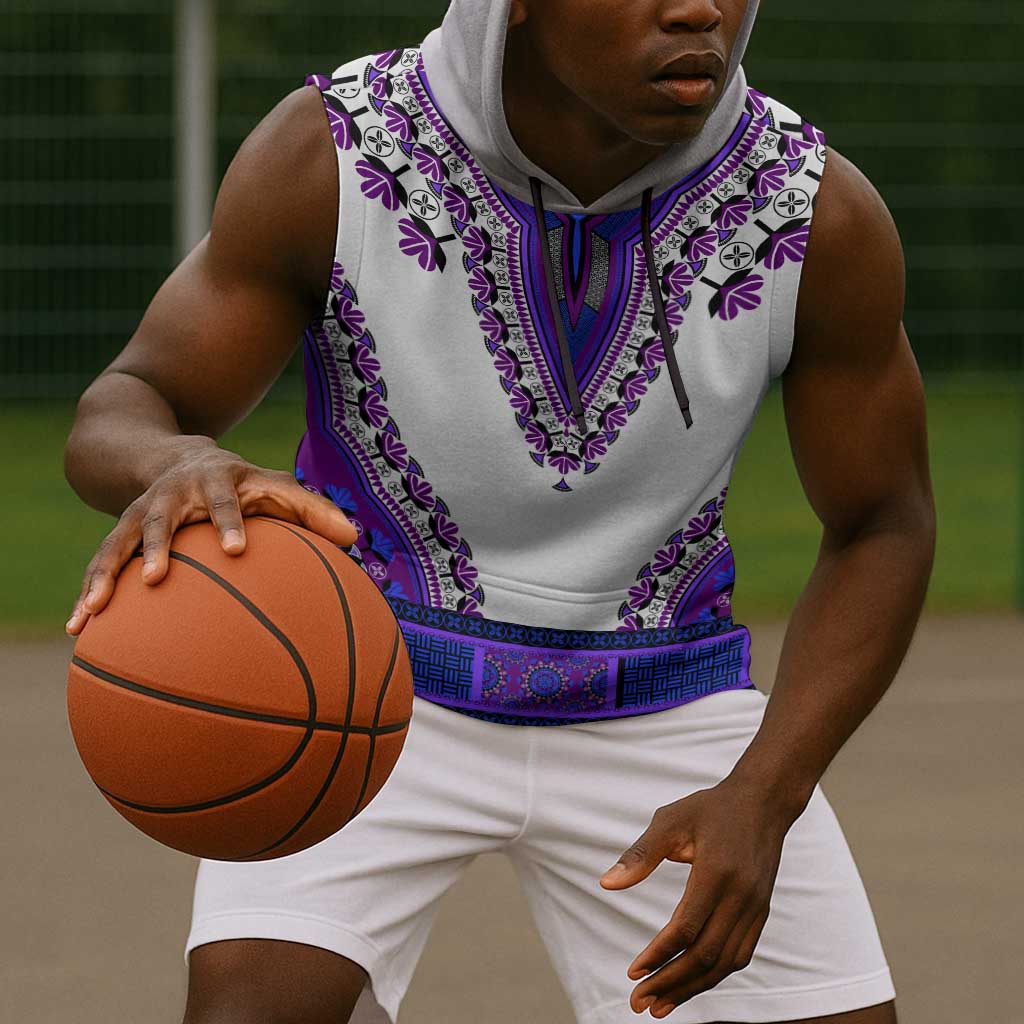 Africa Sleeveless Hoodie African Dashiki Royal Purple Version - African Pride