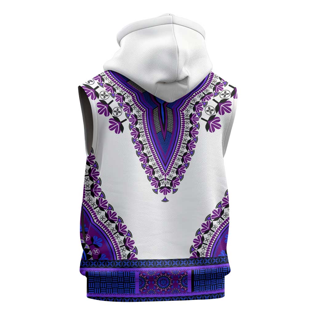 Africa Sleeveless Zip Hoodie African Dashiki Royal Purple Version - African Pride