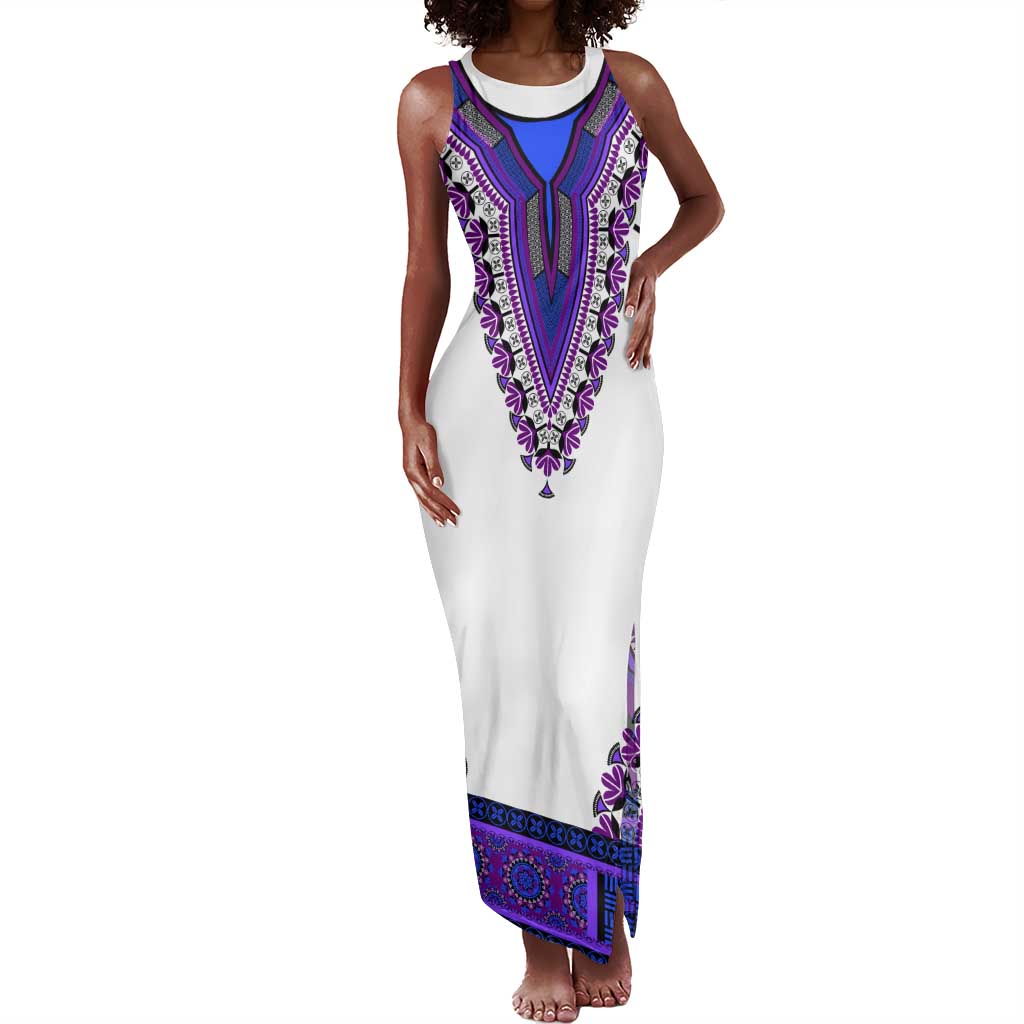 Africa Tank Maxi Dress African Dashiki Royal Purple Version