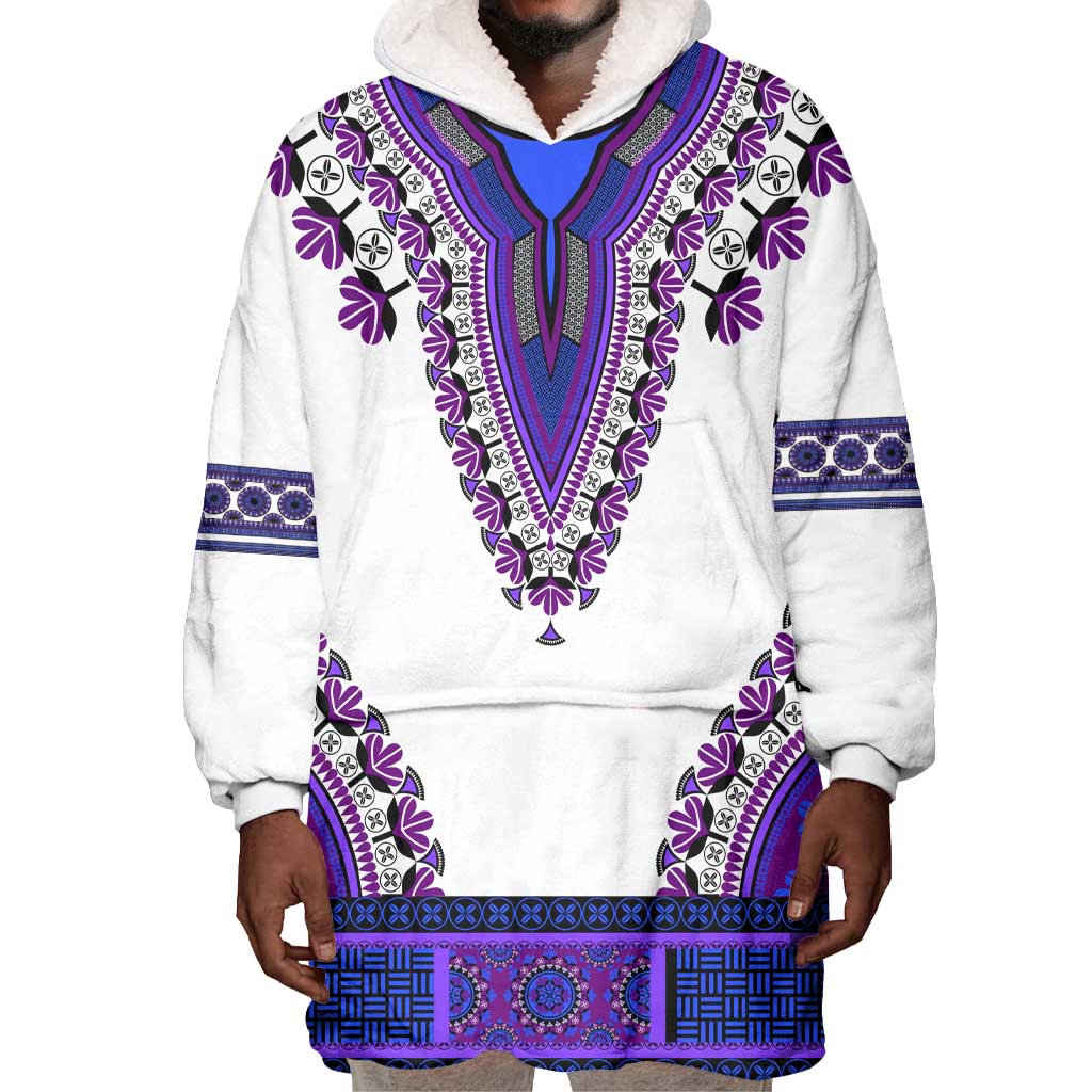 Africa Wearable Blanket Hoodie African Dashiki Royal Purple Version