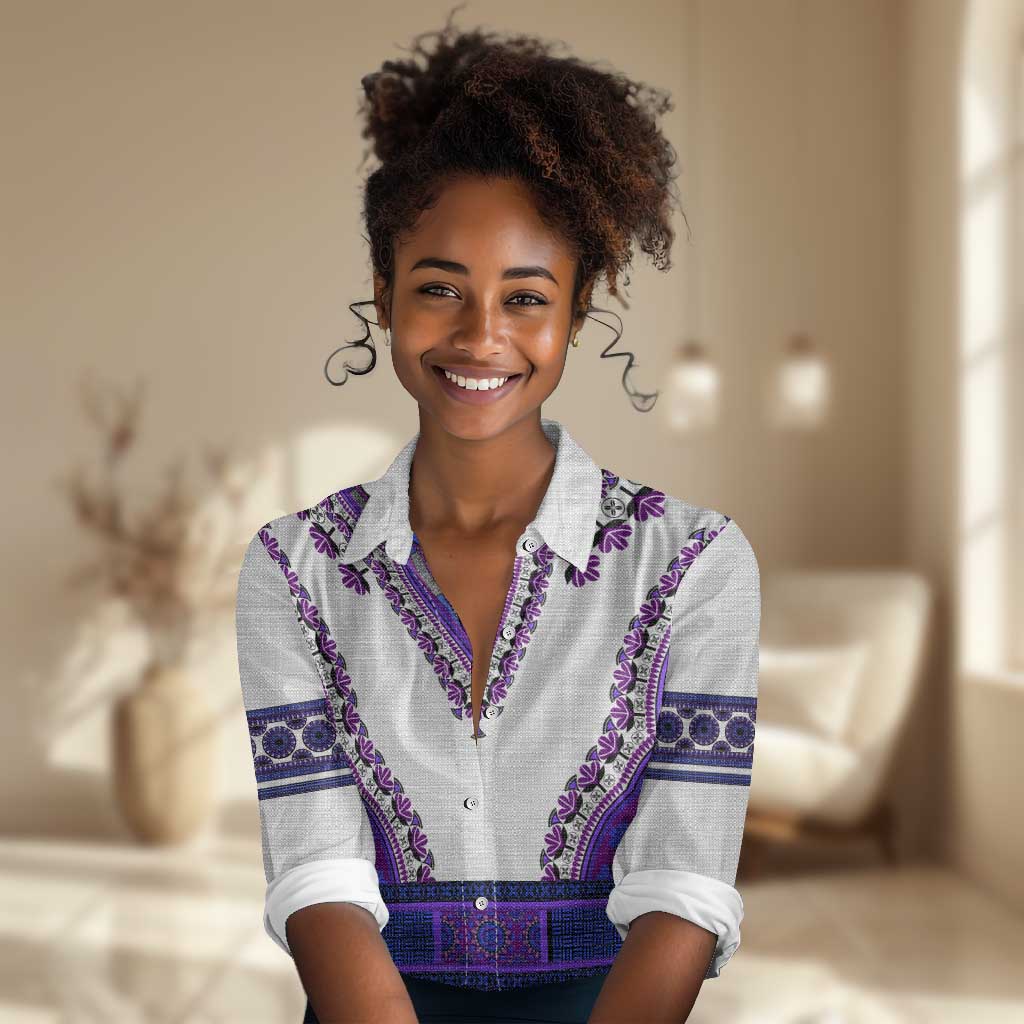 Africa Women Casual Shirt African Dashiki Royal Purple Version