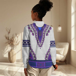 Africa Women Casual Shirt African Dashiki Royal Purple Version