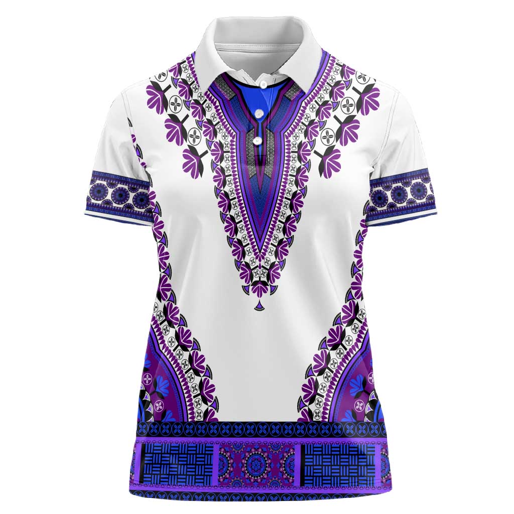 Africa Women Polo Shirt African Dashiki Royal Purple Version