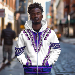 Africa Zip Hoodie African Dashiki Royal Purple Version