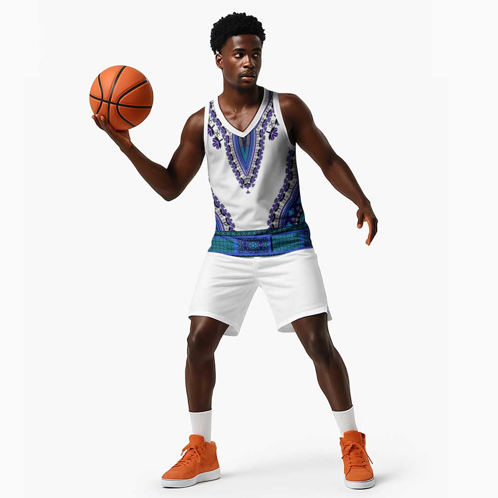 Africa Basketball Jersey African Dashiki Royal Blue Version LT14