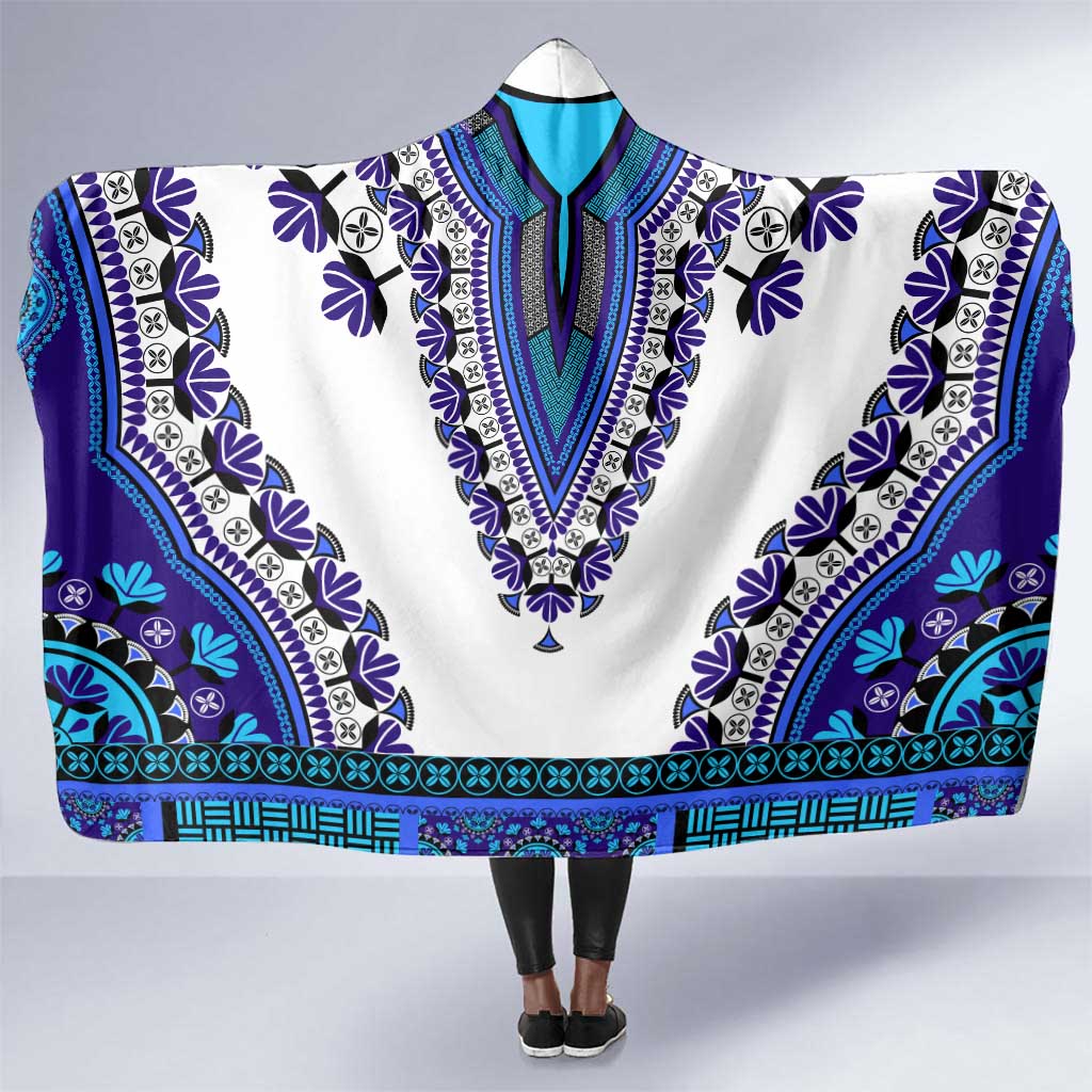 Africa Hooded Blanket African Dashiki Royal Blue Version