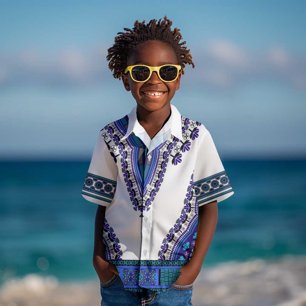 Africa Kid Hawaiian Shirt African Dashiki Royal Blue Version