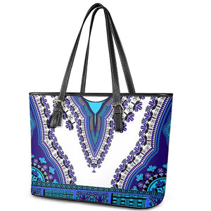 Africa Leather Tote Bag African Dashiki Royal Blue Version