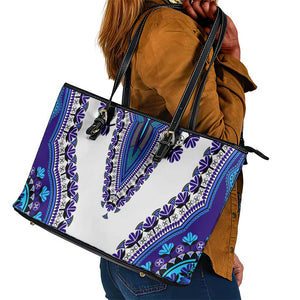 Africa Leather Tote Bag African Dashiki Royal Blue Version