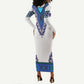 Africa Long Sleeve Bodycon Dress African Dashiki Royal Blue Version LT14