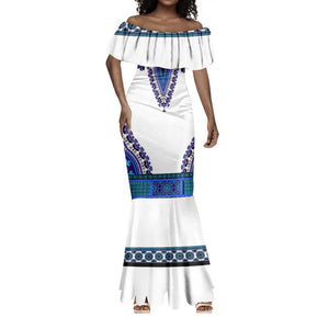 Africa Mermaid Dress African Dashiki Royal Blue Version