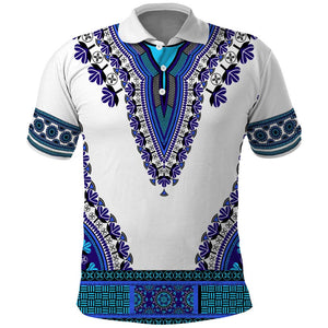 Africa Polo Shirt African Dashiki Royal Blue Version