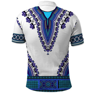 Africa Polo Shirt African Dashiki Royal Blue Version