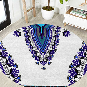 Africa Round Carpet African Dashiki Royal Blue Version