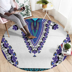 Africa Round Carpet African Dashiki Royal Blue Version